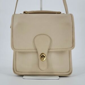 Vintage Coach 5130 Station Beige Glove-Tanned Leather Crossbody Bag USA